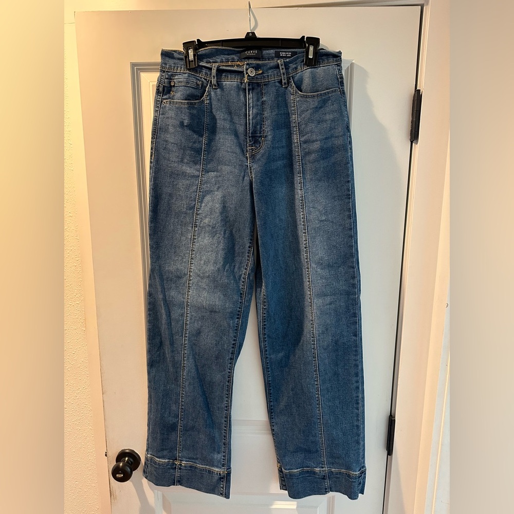 Curve Appeal Wide Leg Blue Denim Jeans